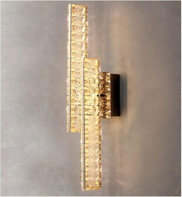 Double Crystal Blade LED Wall Light – Decorative Accent in Gold - Image 2