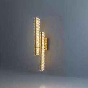 Double Crystal Blade LED Wall Light – Decorative Accent in Gold