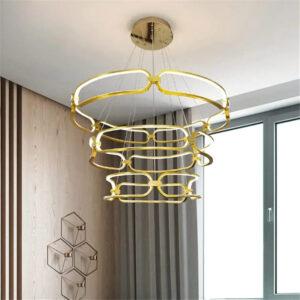 Modern LED Chandelier Light – 800MM Gold Ring Design