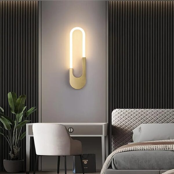Modern Loop LED Wall Light – Brass Finish - Image 3