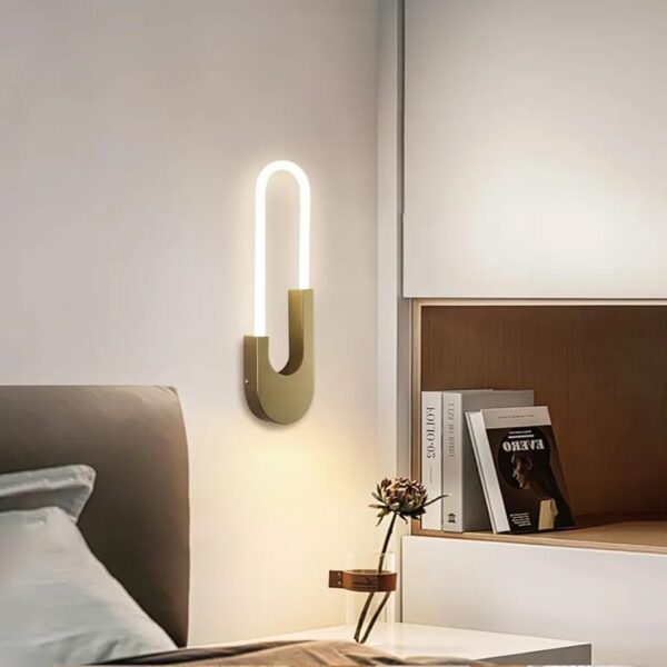 Modern Loop LED Wall Light – Brass Finish - Image 2