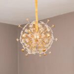 Golden Starburst Crystal Ball Chandelier Light – LED Ceiling Fixture