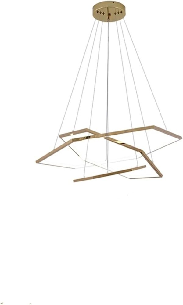 Modern Geometric LED Chandelier Light – Gold - Image 5
