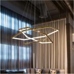 Modern Geometric LED Chandelier Light – Gold